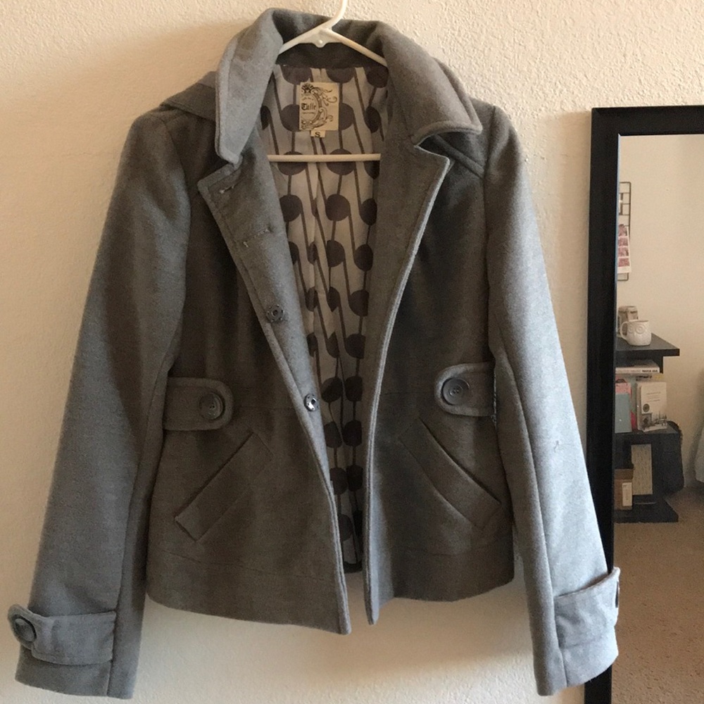 Grey heavy coat with hood